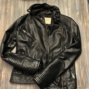 Black A&F faux leather jacket